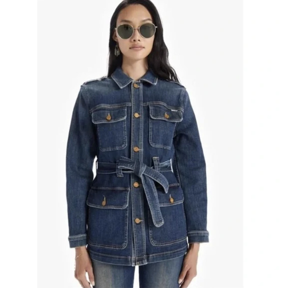 Mother Denim Jackets & Blazers - MOTHER Belted Veteran Denim Jacket in Wicked Wildflower wash XS